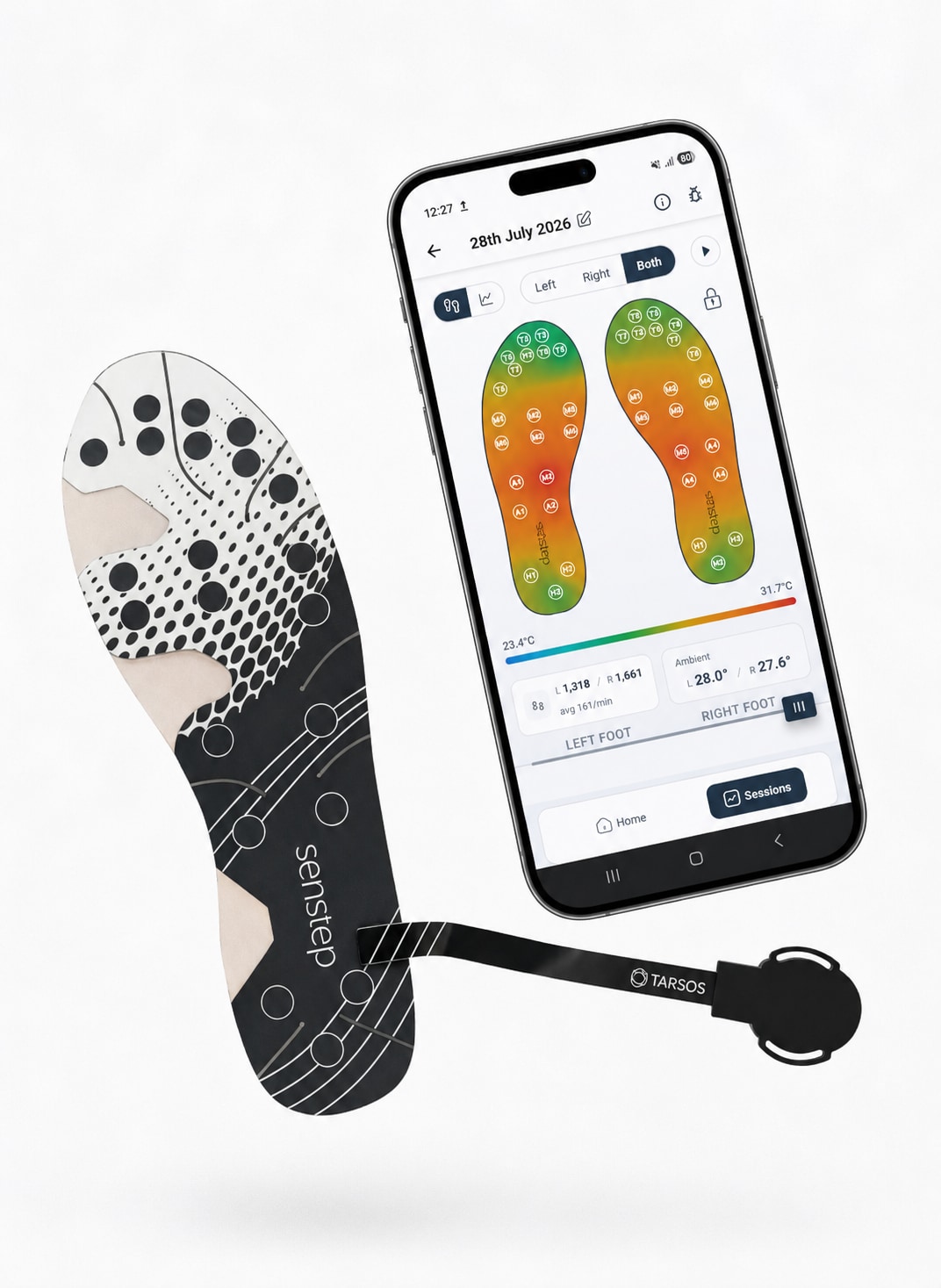 Tarsos Senstep with colourful foot-temperature heatmap